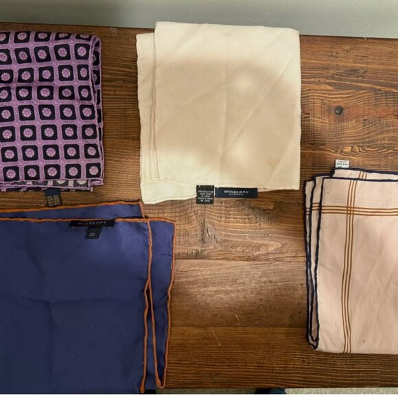 LOT 4 LIMITED EDITION BURBERRY LONDON SILK ITALY POCKET SQUARE HANDKERCHIEF - Picture 1 of 1